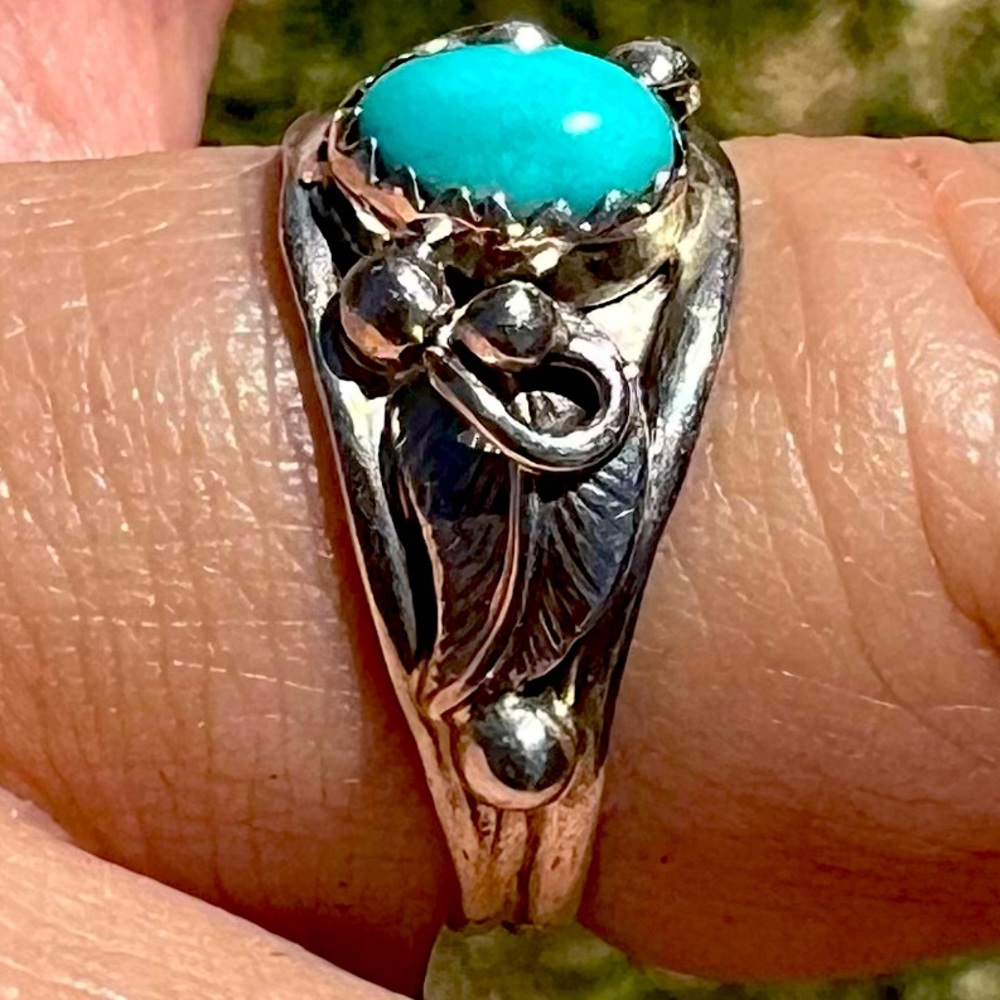 Vintage (New Old Stock) Navajo Sleeping Beauty Turquoise and 925 SIGNED